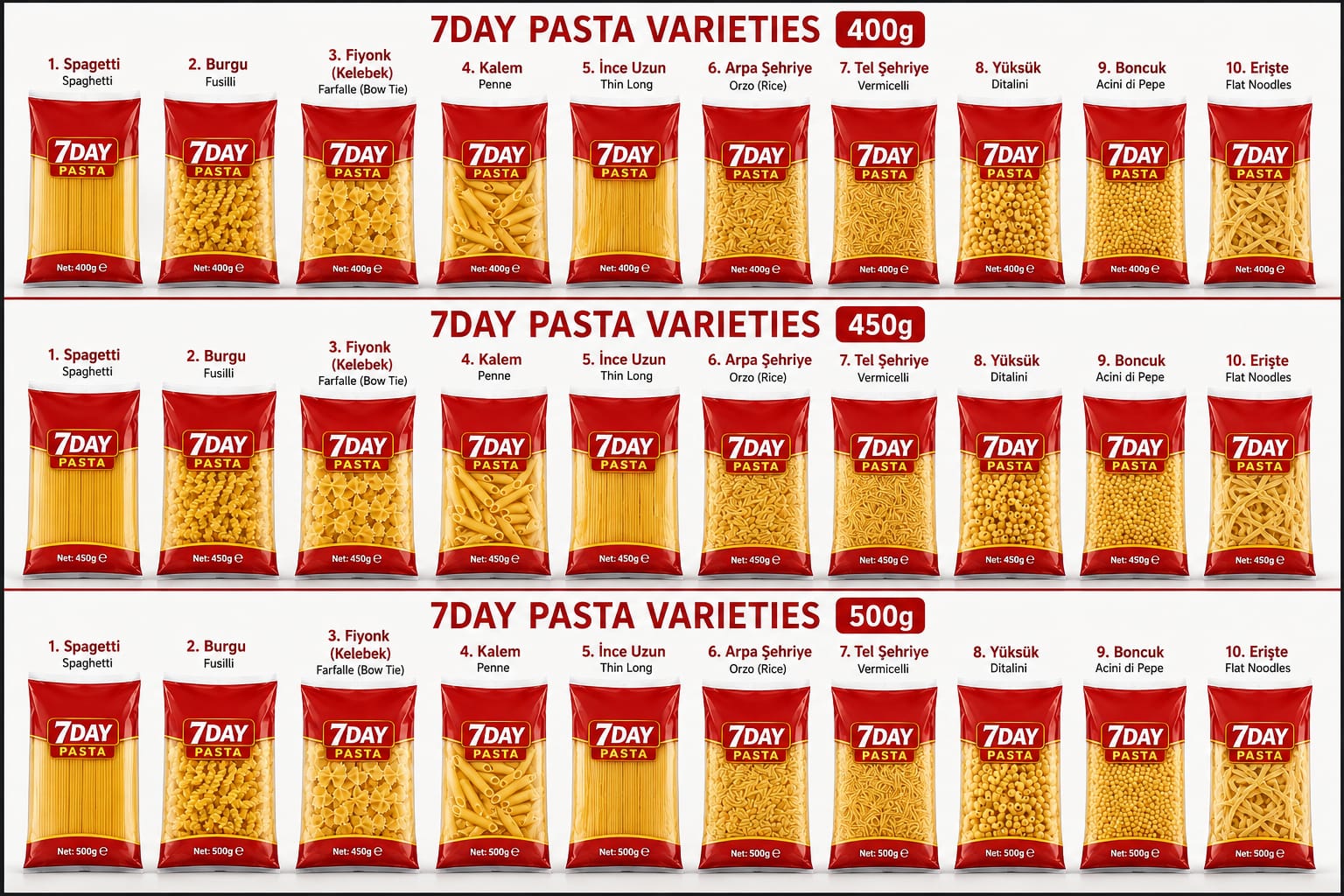 400GR 450GR 500GR Makarna